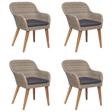 NNEVL 5 Piece Garden Dining Set Brown