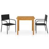NNEVL 3 Piece Garden Dining Set Black