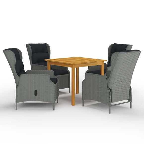 NNEVL 5 Piece Garden Dining Set Light Grey