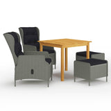 NNEVL 5 Piece Garden Dining Set Light Grey