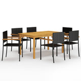 NNEVL 7 Piece Garden Dining Set Black
