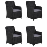 NNEVL 5 Piece Garden Dining Set Black
