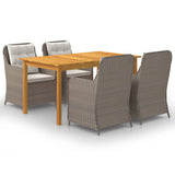 NNEVL 5 Piece Garden Dining Set Brown