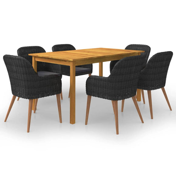 NNEVL 7 Piece Garden Dining Set Black