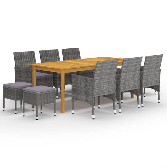 NNEVL 11 Piece Garden Dining Set Grey