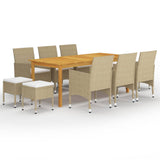 NNEVL 11 Piece Garden Dining Set Beige