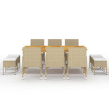 NNEVL 11 Piece Garden Dining Set Beige