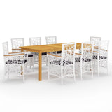 NNEVL 9 Piece Garden Dining Set White