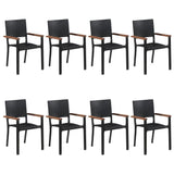 NNEVL 9 Piece Garden Dining Set Black