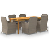 NNEVL 7 Piece Garden Dining Set Brown