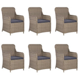 NNEVL 7 Piece Garden Dining Set Brown