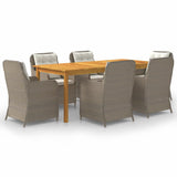 NNEVL 7 Piece Garden Dining Set Brown
