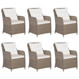 NNEVL 7 Piece Garden Dining Set Brown