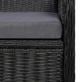NNEVL 9 Piece Garden Dining Set Black
