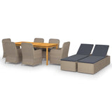 NNEVL 9 Piece Garden Dining Set Brown