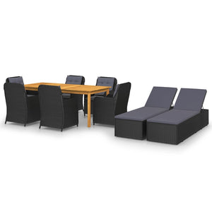 NNEVL 9 Piece Garden Dining Set Black