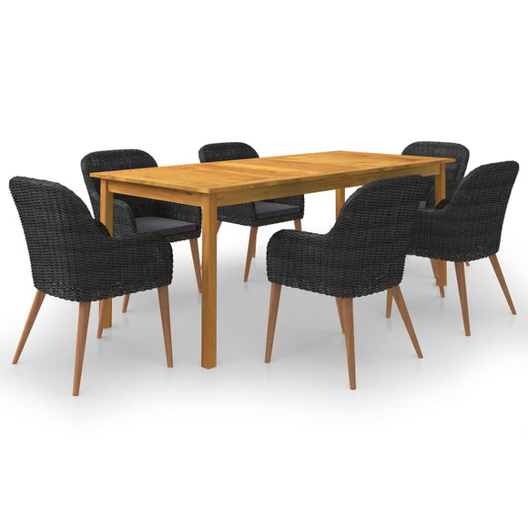 NNEVL 7 Piece Garden Dining Set Black