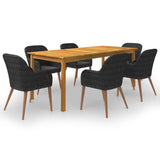 NNEVL 7 Piece Garden Dining Set Black