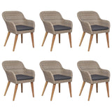 NNEVL 7 Piece Garden Dining Set Brown