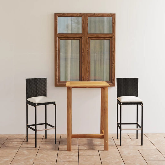 NNEVL 3 Piece Garden Bar Set with Cushions Black