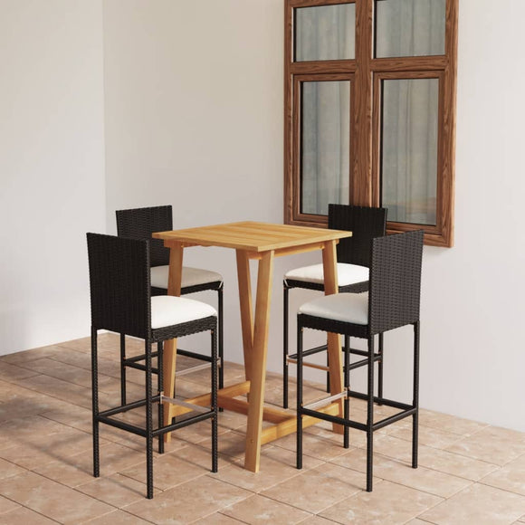 NNEVL 5 Piece Garden Bar Set with Cushions Black