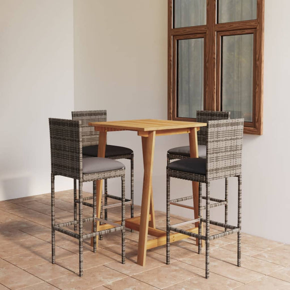 NNEVL 5 Piece Garden Bar Set with Cushions Grey