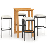 NNEVL 5 Piece Garden Bar Set with Cushions Black