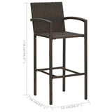 NNEVL 3 Piece Garden Bar Set Brown