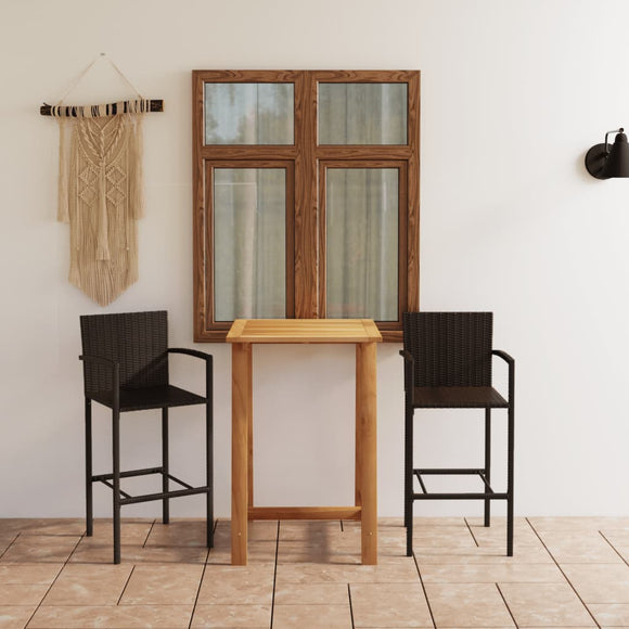 NNEVL 3 Piece Garden Bar Set Brown