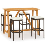 NNEVL 5 Piece Garden Bar Set with Cushions Brown