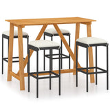 NNEVL 5 Piece Garden Bar Set with Cushions Black