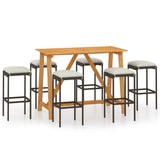 NNEVL 7 Piece Garden Bar Set with Cushions Brown