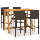 NNEVL 5 Piece Garden Bar Set Brown