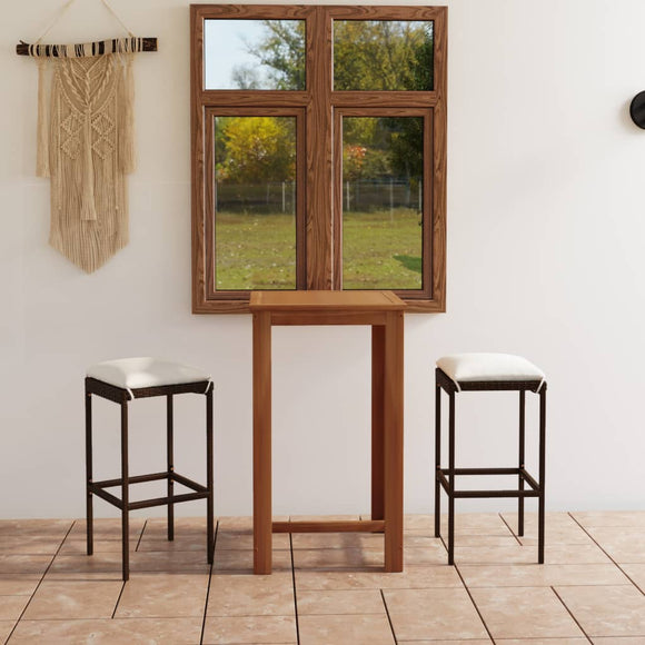 NNEVL 3 Piece Garden Bar Set with Cushions Brown