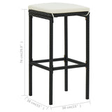 NNEVL 3 Piece Garden Bar Set with Cushions Black