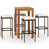 NNEVL 5 Piece Garden Bar Set with Cushions Brown