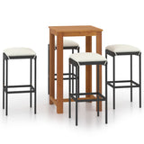 NNEVL 5 Piece Garden Bar Set with Cushions Black