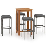 NNEVL 5 Piece Garden Bar Set with Cushions Grey