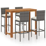 NNEVL 5 Piece Garden Bar Set with Cushions Grey