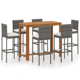 NNEVL 7 Piece Garden Bar Set with Cushions Grey