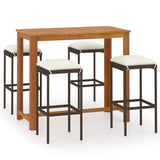 NNEVL 5 Piece Garden Bar Set with Cushions Brown