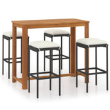 NNEVL 5 Piece Garden Bar Set with Cushions Black