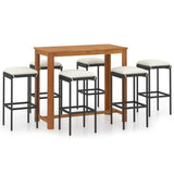 NNEVL 7 Piece Garden Bar Set with Cushions Black