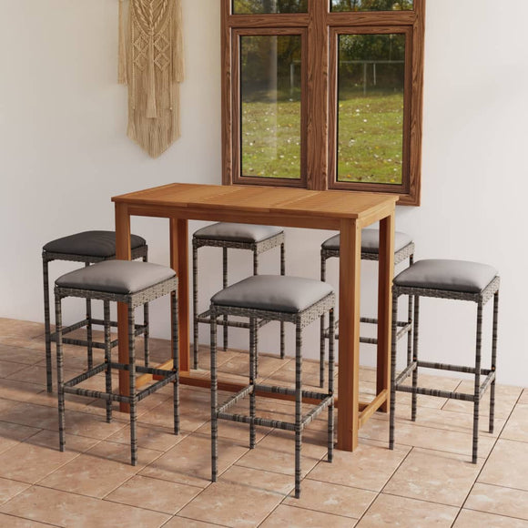 NNEVL 7 Piece Garden Bar Set with Cushions Grey