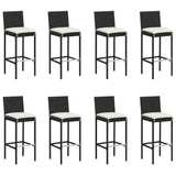 NNEVL 9 Piece Garden Bar Set with Cushions Black