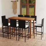 NNEVL 9 Piece Garden Bar Set with Cushions Black