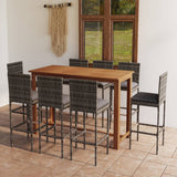 NNEVL 9 Piece Garden Bar Set with Cushions Grey
