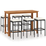 NNEVL 7 Piece Garden Bar Set with Cushions Black