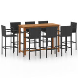 NNEVL 9 Piece Garden Bar Set Black