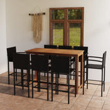 NNEVL 9 Piece Garden Bar Set Black